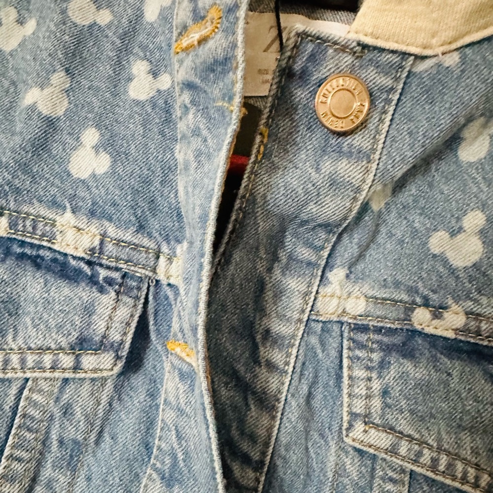 ZARA Mickey Mouse Hooded denim Jacket - Picture 4 of 7